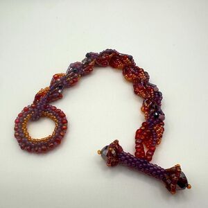Gorgeous ALL glass seed bead bracelet with handmade toggle!
